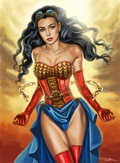 8x10 signed sexy steampunk wonder woman breaking chains pin up
