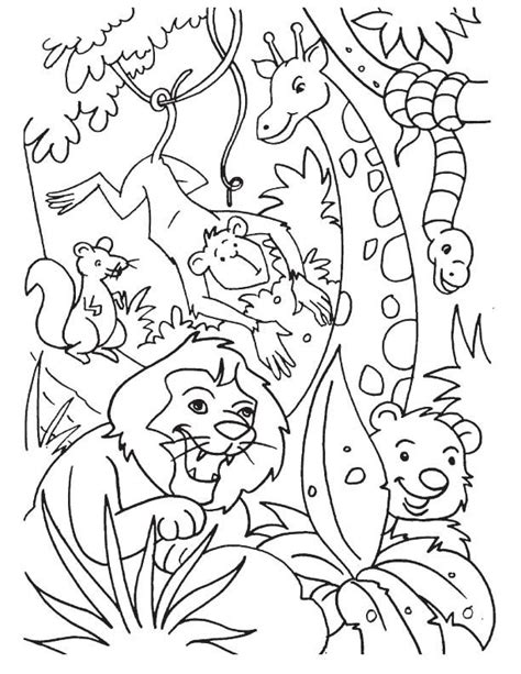 jungle animals coloring book  print