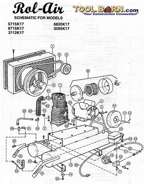 rol air    hp electric belt drive air compressor model schematic parts diagram