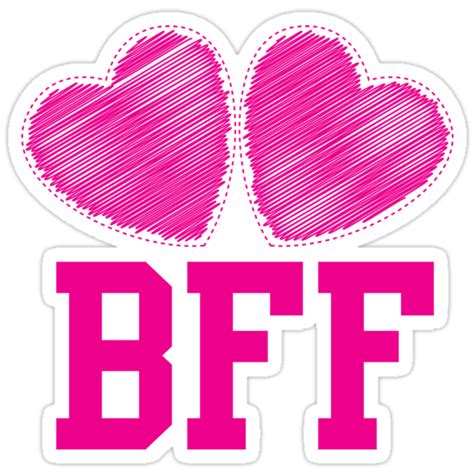 bff with cute pink hearts best friends forever stickers