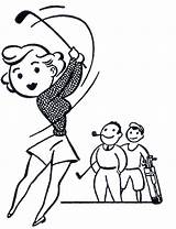 Clip Golfer Female Clipart Golfing Funny Cliparts sketch template