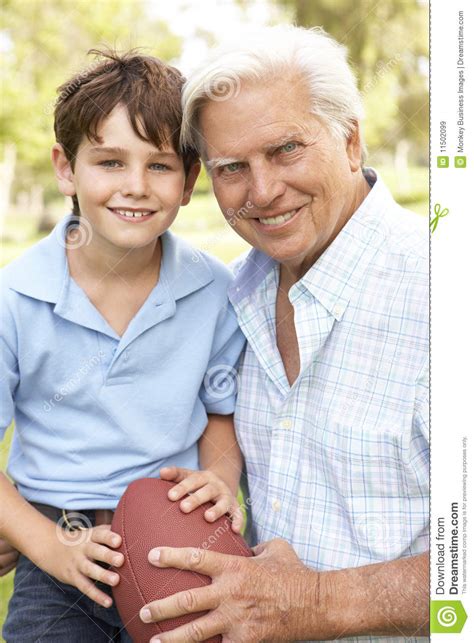 grandfather and grandson playing american football royalty