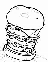 Hamburger Coloring Hamburguesa Stacked Bestcoloringpagesforkids sketch template