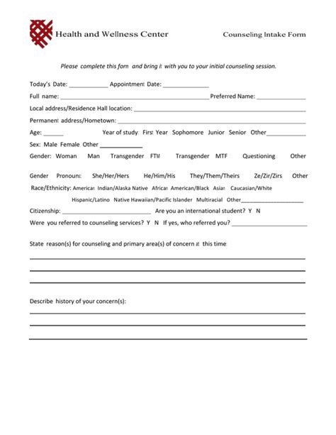 counseling intake form