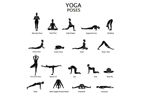 Yoga Poses With Titles Pre Designed Vector Graphics ~ Creative Market