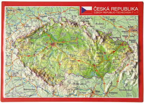 Nástenné Mapy Česká Republika Reliéfna 3d Mapka 10 5x14 8cm