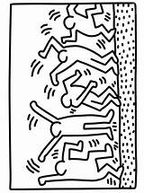 Keith Haring Kids Fun Coloring Pages Dancing Figures sketch template