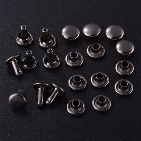 100x black double cap rivets two piece leather craft