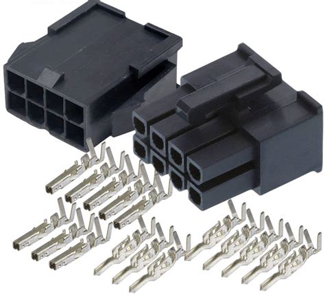 molex 8 pin black connector pitch 4 20mm 0165 w 18 24 awg pin mini fit