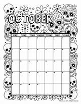 Calendar Coloring Printable October Kids Pages Print Woojr 2021 Printables Calender Halloween August Calander Monthly Oct Woo Jr Template A5 sketch template