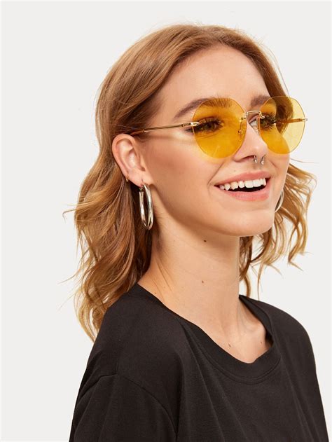 Rimless Tinted Lens Sunglasses Sunglasses Mirrored Sunglasses Women