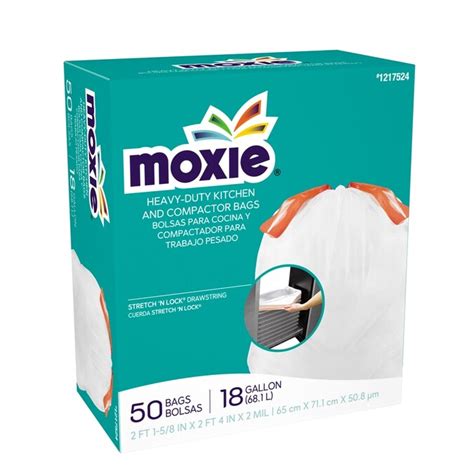 moxie 50 pack 18 gallon white plastic kitchen trash bag in the trash