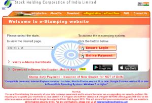 purchase stamp paper   website  shcil