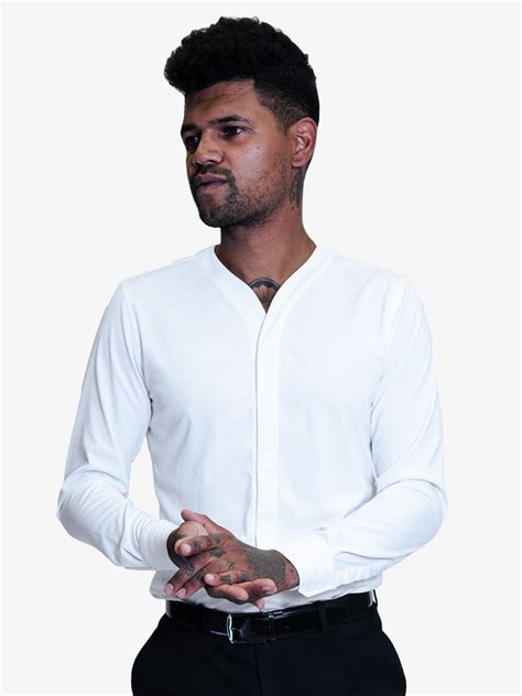 2021 White Collarless Dress Shirt For Modern Men Cheegs