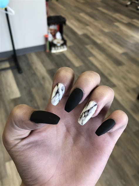 Marble Coffin Acrylic Nails Tips Color Short Acrylic Nails