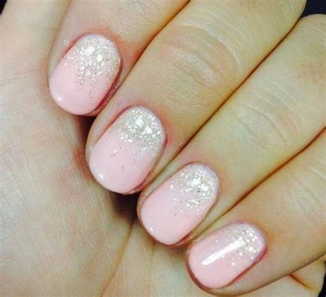 short light pink nails  white glitter accents ladystyle ombre