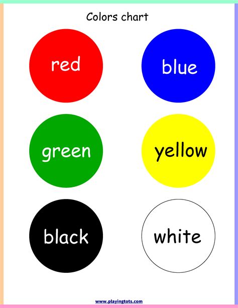 variety  color charts preschool charts kindergarten colors charts