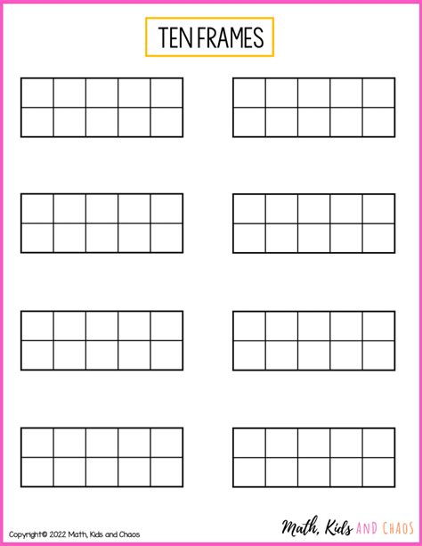 printable ten frames math kids  chaos