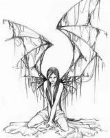 Fairy Gothic Drawing Dark Fairies Tattoos Stencils Getdrawings sketch template