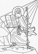 Mandamientos Moises Diez Commandments Moses Receives Moisés Recibe Jesus Biblische Ausmalbilder Malvorlagen Dominical sketch template