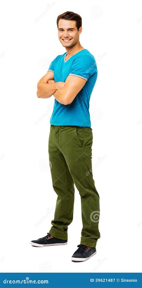 handsome man  casuals standing arms crossed stock photo image