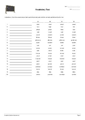 vocabulary test spelling test quickworksheets