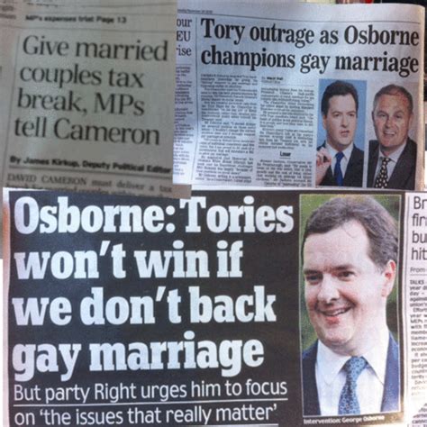 Tory Mps And Press Wonder Why George Osborne Promotes Gay Marriage But