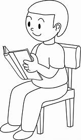 Boy Reading Chair Clipart Sitting Line Clip Kid Drawing Sit Little Baby Child Cliparts Studying Clipground Library Sweetclipart sketch template