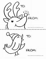 Christmas Gift Tags Printable Tag Coloring Large Colouring Reindeer Pages Color Santa Fun sketch template