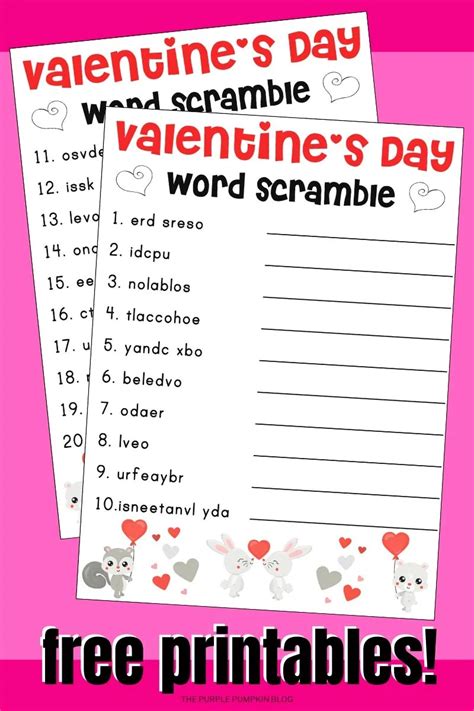 printable valentines day word scramble valentines day activities