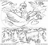 Coloring Flying Royalty Outline Pages Rf Goose Boy Geese Clipart Illustration Bannykh Alex Getcolorings sketch template