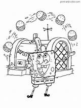 Spongebob Squarepants Color Print Coloring Pages Boys sketch template