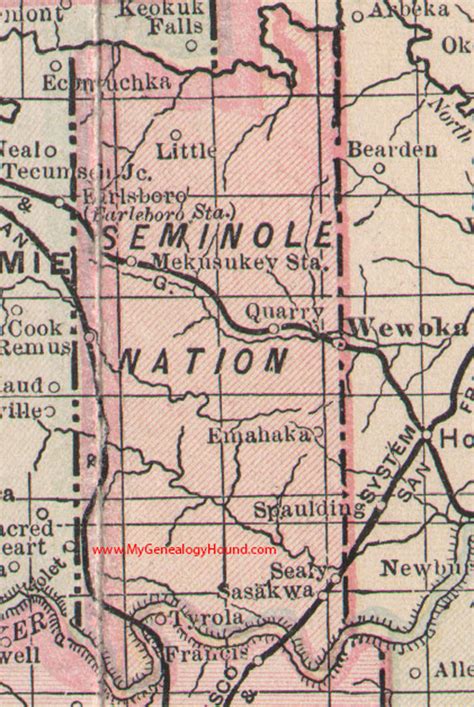 seminole nation indian territory  map wewoka