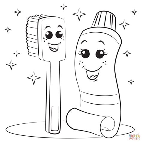 toothbrush  toothpaste coloring page  printable coloring page