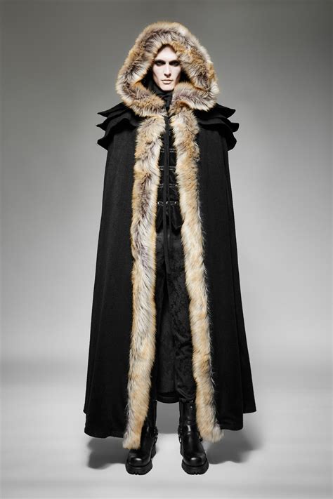 fur lined winter viking hooded cloak viking warrior