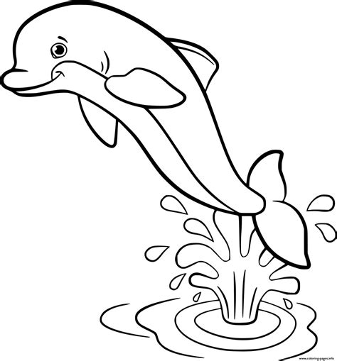 cartoon dolphin jumping   water coloring page printable
