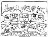 Coloring Pages Colouring Camper Printable Caravan Adult Camping Travel Instant Rv Sheets Park Whimsical Embroidery Trailers Color Where Patterns Hand sketch template