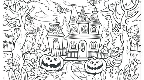 halloween coloring pages   castle  pumpkins background