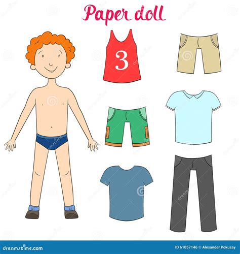 paper doll boy  clothes vector illustration stock vector