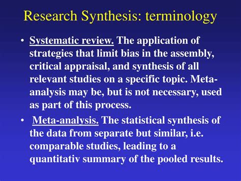 principles  research synthesis powerpoint