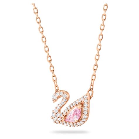 dazzling swan necklace swan pink rose gold tone plated swarovski