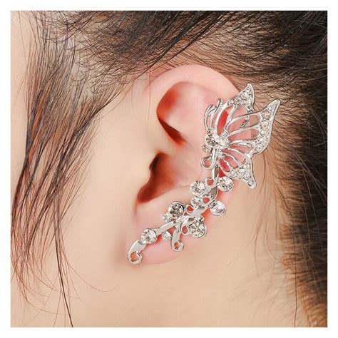 xowshine nieuwe collectie overdreven strass vlinder clip oorbellen elfen oor oorbel trendy voor