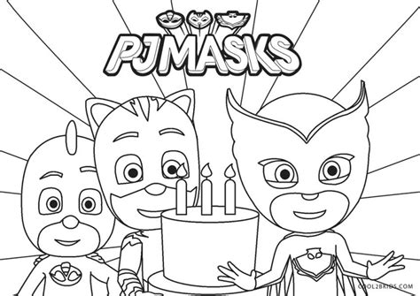 pj masks coloring pages black  white happy birthday