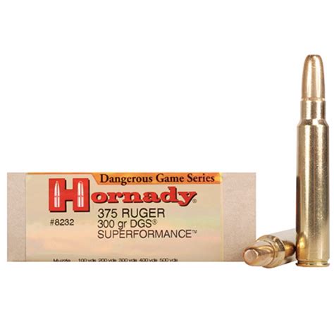 Hornady 375 Ruger 300 Grain Dgs Dangerous Game Solid Ammunition 20