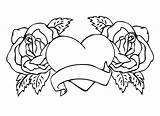 Coloring Pages Roses Heart Hearts Getcolorings Color sketch template