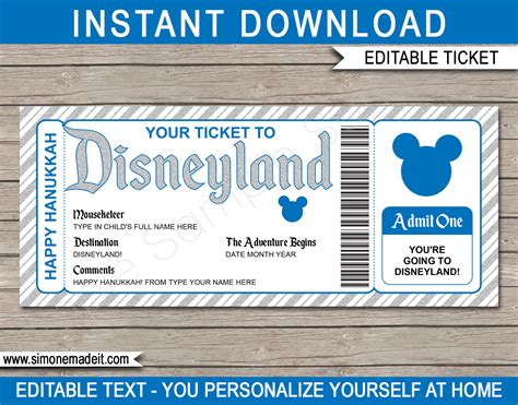 printable disneyland ticket template  printable templates