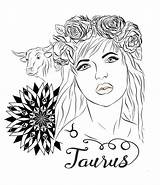 Taurus Coloring Pages Signs Zodiac Adult Virgo Capricorn Astrology Woman Choose Board sketch template