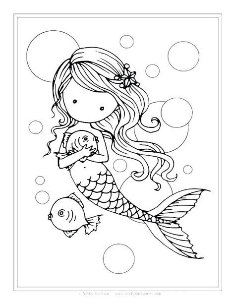 baby  mermaid coloring pages swim    shy mermaid