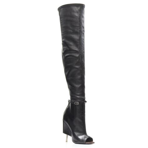 Givenchy Riccardo Tisci Narlia Black Leather Thigh High Boots Wedge