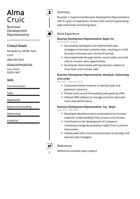 business development representative resume   guide